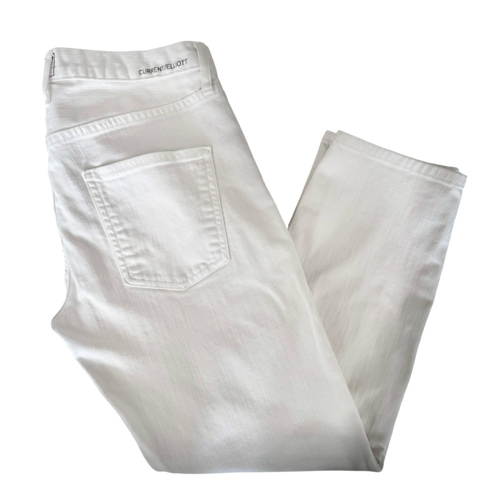 Revolve Current Elliott Boyfriend Jeans Womens Size 27 Sugar White Denim Ankle
